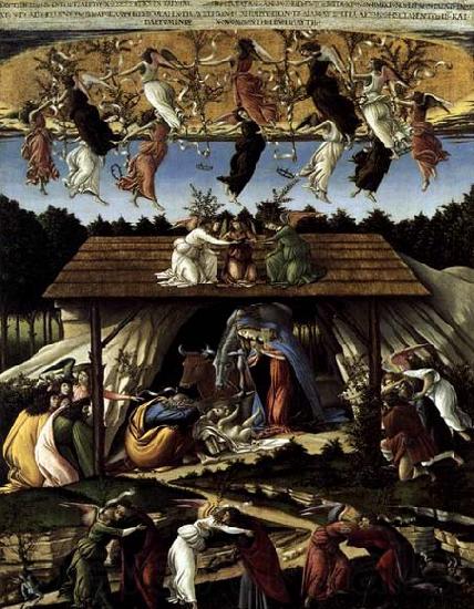 BOTTICELLI, Sandro The Mystical Nativity Norge oil painting art